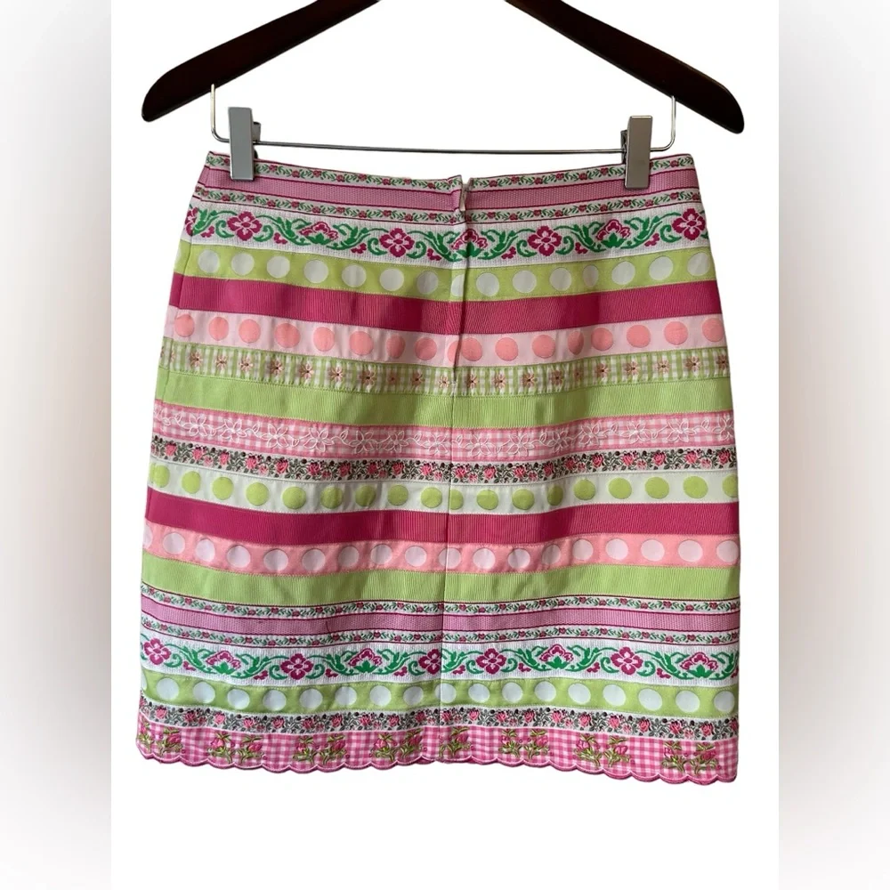 Lilly Pulitzer pink & green ribbon skirt size 2 (fits like S) - Picture 2 of 5